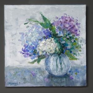 Original oil painting "Hydrangea vase"  12" x 12"